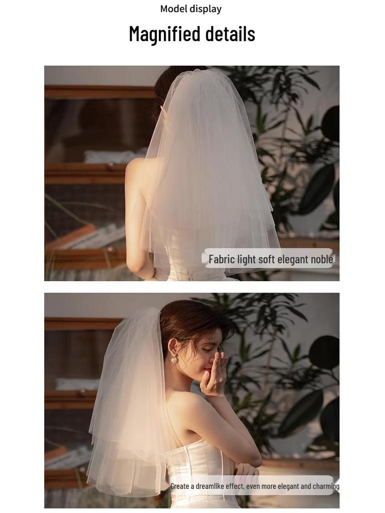 2025 Ethereal Korean Style Bridal Wedding Veil - Simple & Elegant Tulle Design