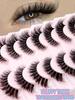 7 Pairs Messy Natural Cat Eye Lashes Clear Band Lashes Cat Eye Look Wispy Lashes Eye End Elongated Full Strip Soft Natural Realistic False Eyelashes