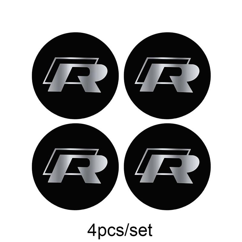 Für VOLKSWAGEN VW 4 Stück 56mm Auto Radnabenkappe Aufkleber Nabenkappe Emblem Für Volkswagen VW R Line GTI Golf 5 7 Caddy Passat b6