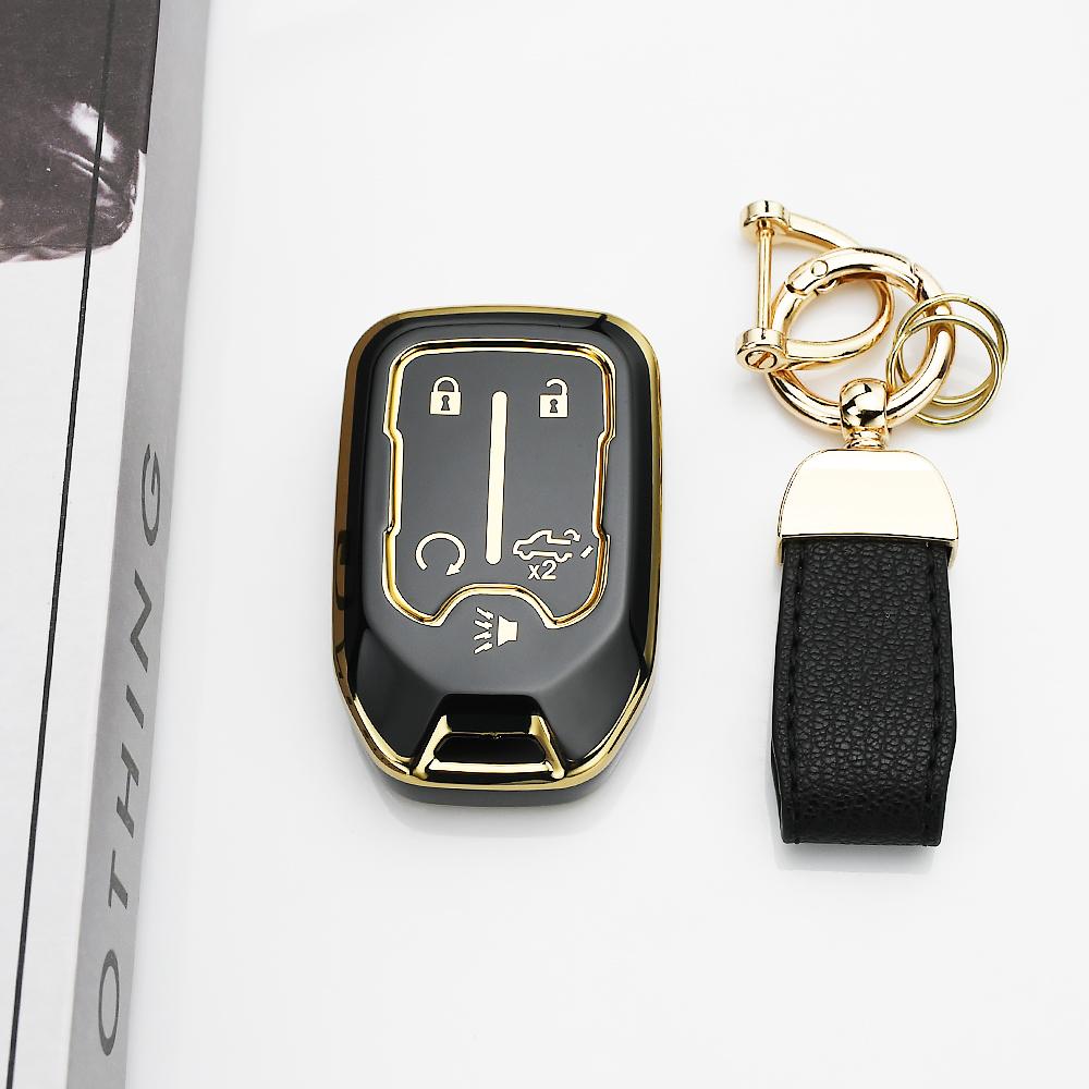 5 Buttons TPU Interior Accessories Car Key Case Cover for GMC Terrain 2019 Shell Fob Holder for Chevrolet Suburban 2019