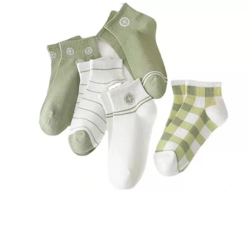 5Pairs Women's Spring and Summer New Short Cotton Socks Japanese Sweet Casual Cartoon Couple Boat Socks