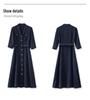 2425406-Early Autumn Waist-Slimming Dress - Women's Simple & Elegant Style
