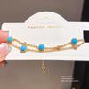 Jewelry Vintage Zircon Double Layer Round Pendant Hand Chain For Women Gift