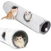 Cat Tunnel Collapsible Long Plush – Cat Crinkle Tunnel – Cat Tunnel for Indoor Cats – Cat Tube Cute Cozy Pet Play for Hours of Fun (47" / Pearl