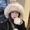 Thick Knitted Plush Hat Warm Pullover Beanie Hat Fashion Ear Protection Hat  Outdoor