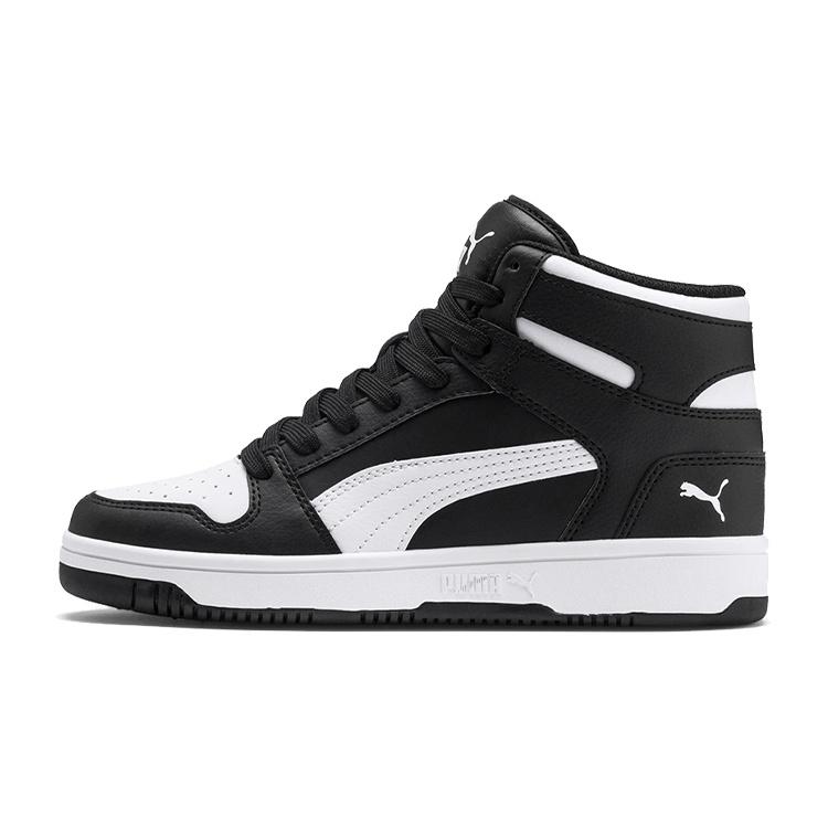 (GS) PUMA Rebound Lay Up Sl Mid-high Board Shoes Black/White Kids 370486-01 EU 37