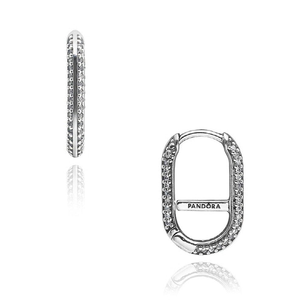 Pandora 299682C01 Pandora Mi Pave Link Single Silver Earrings