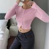 Elegant style long-sleeved button bottoming shirt wool weaving women's clothing 2025 autumn and winter