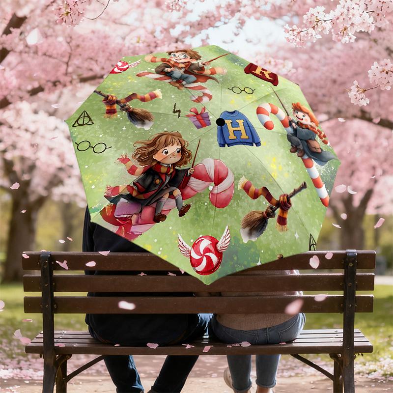 1PC Warner Harry Potter Hogwarts Umbrella-8-Rib Reinforced, Automatic Open, Lightweight & Durable-A79