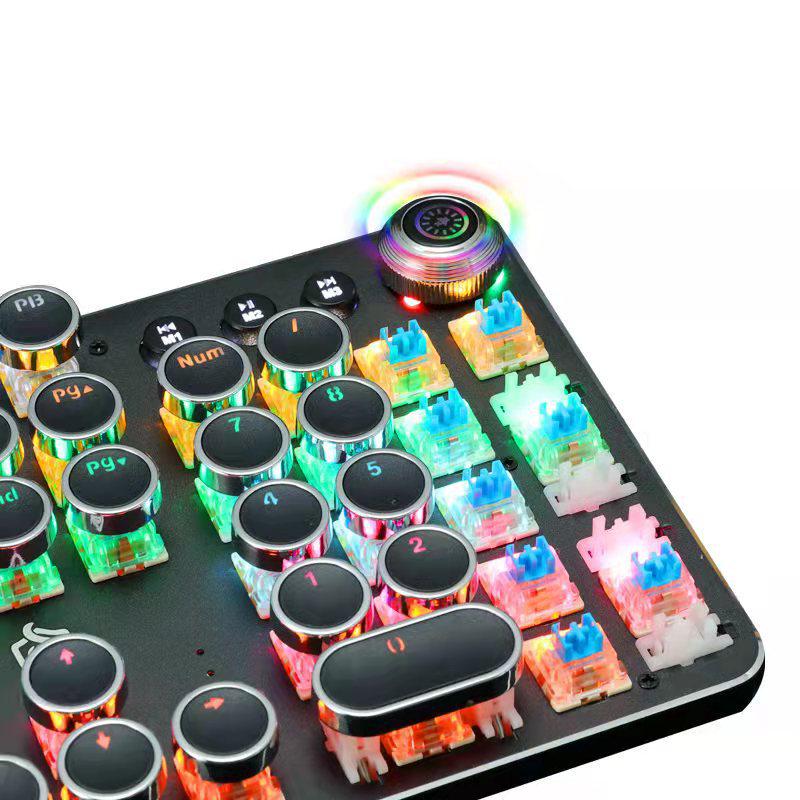 Meishang E-Clan 820A Retro Punk Electroplated Luminous Mechanical Gaming Keyboard