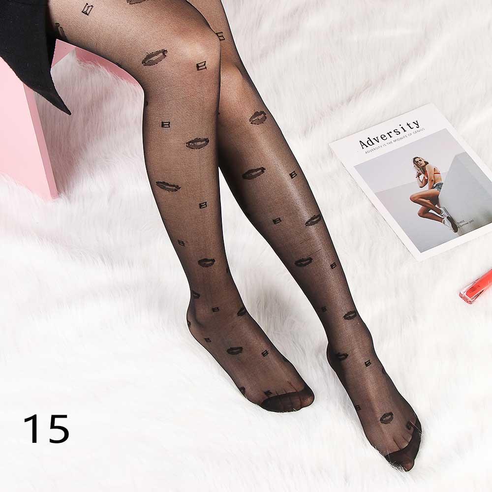 Sexy Women love Dot Embroidery Silk Stocking Thin Vintage Faux Tattoo Thigh Sheer Pantyhose Female Elastic Hosiery girls Tights