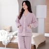 Set pigiama da donna in flanella invernale - Spesso, maniche lunghe, pantaloni, cardigan, caldo, casual, vestibilità ampia