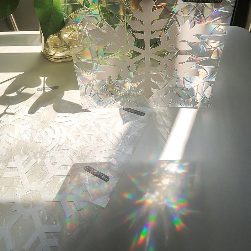 6Pcs Sun Catcher Snowflake Window Sticker Electrostatic Removable Snowflake Glass Decal Christmas Bedroom Living Room Decoration