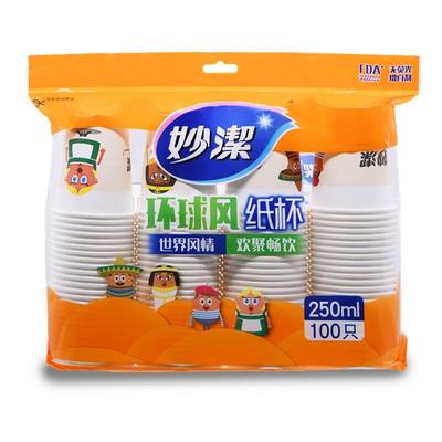 Miaojie Disposable Paper Cups 250ml (100 Count)
