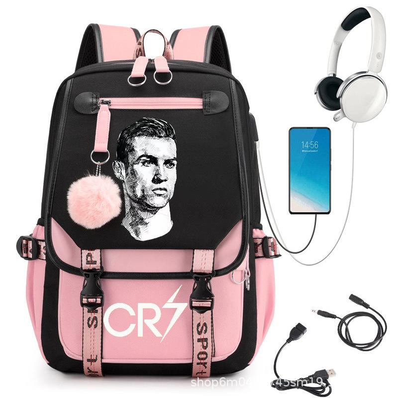 Large Capacity Schoolbag with Shoulder Strap; Student Three-piece Pencil Case Set