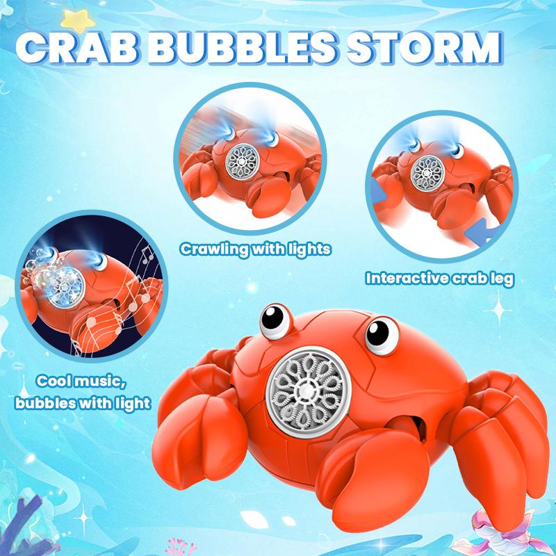 Crawling Crab Bubble Machine With Music Lights Automatic Sensing Obstacle Avoidance Soap Blowing Children'S Toys Outdoor Game