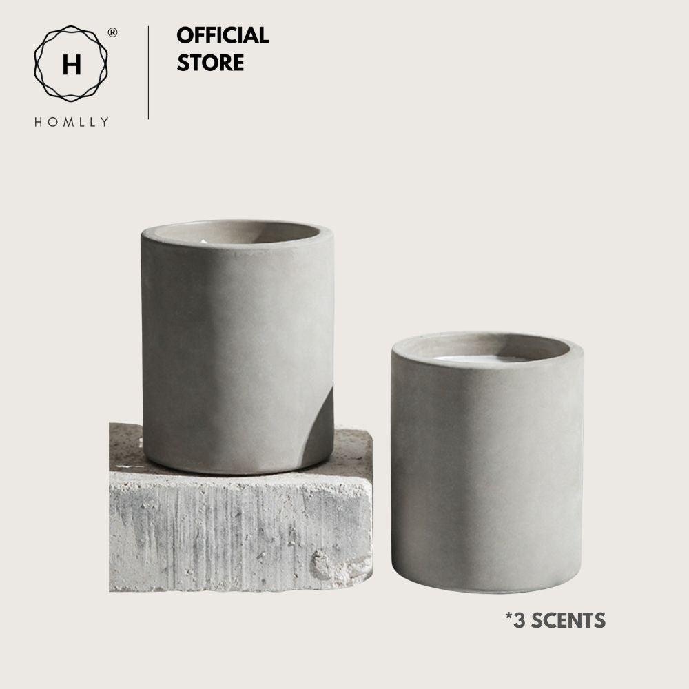 Homlly Apothecary Scented Soy Candles Wood Wick Concrete Holder