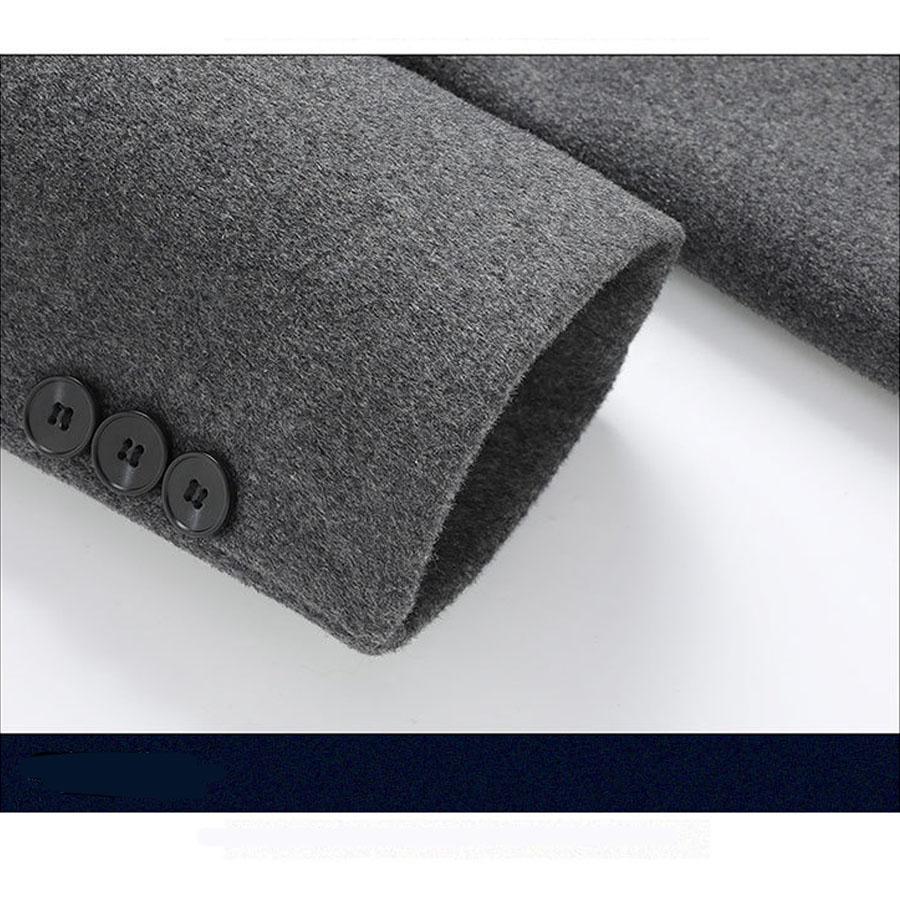 Herbst und Winter mittellanger Wollmantel Herren im britischen Stil verdickter Windjacke High-End-Kaschmir-Wollmantel