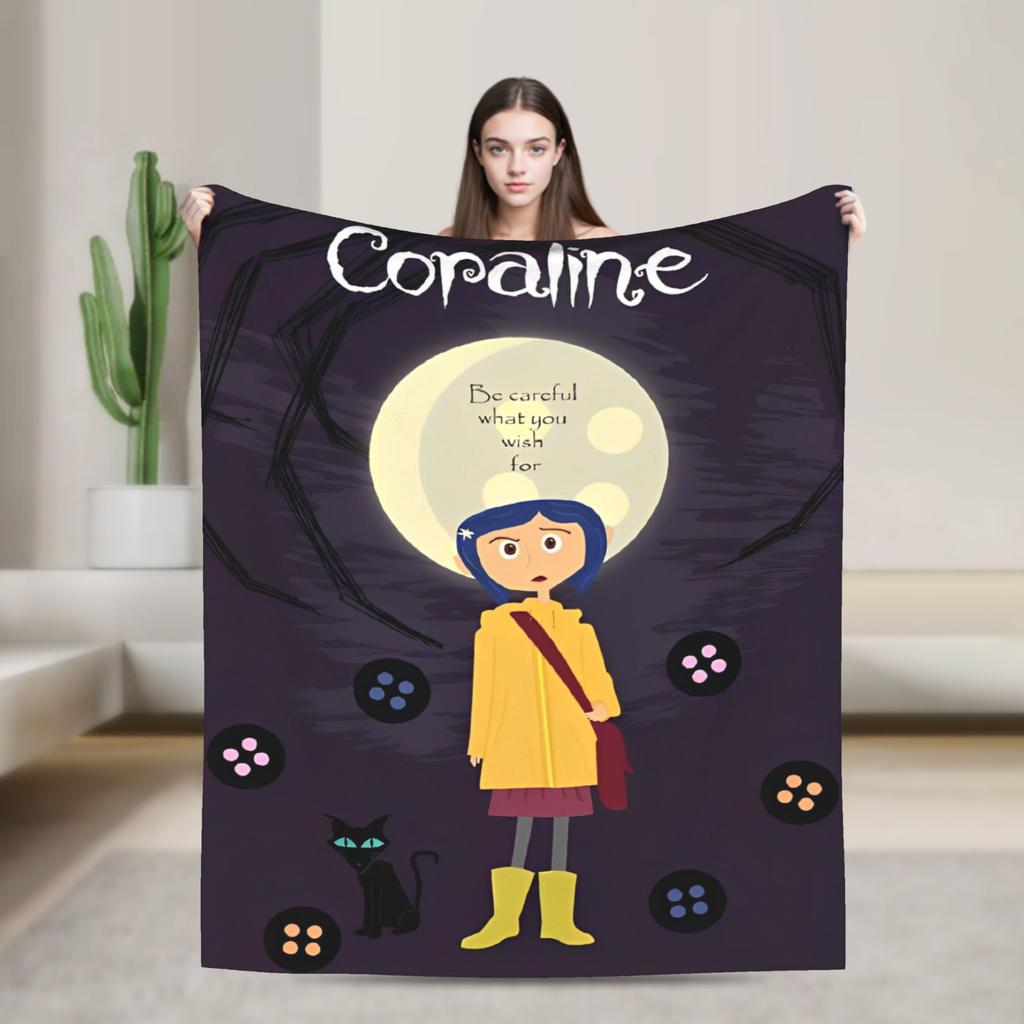 Super Soft BlanketChild Airplane Travel Coralines Throw Blanket Horror Flannel Bedspread For Living Room Comfortable Sofa Cover