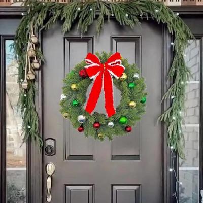 Lighted Christmas Wreath Decorations 33CM Illuminated Festival Wreath Hanging Ornament With LED Light For Door Mantels