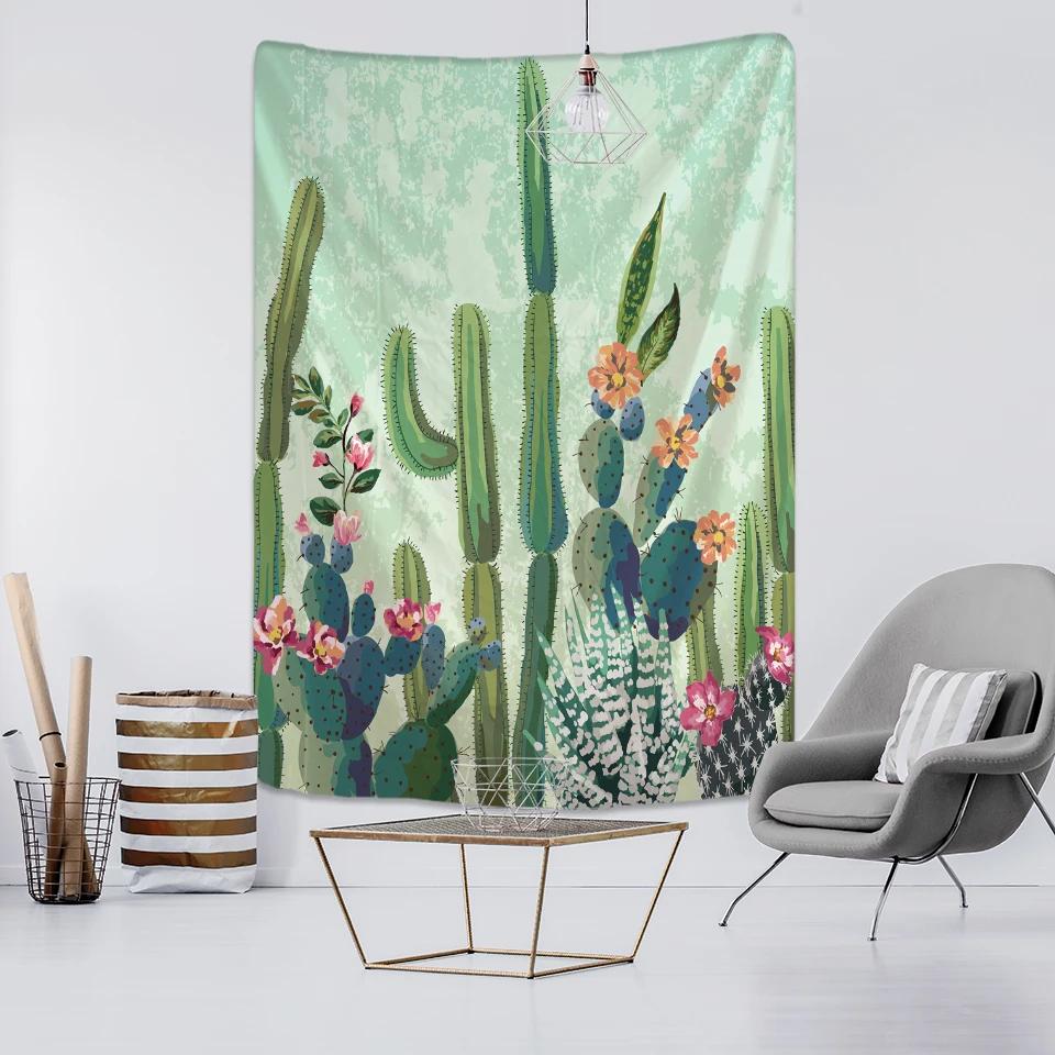 Cactus Tropical Plant Tapestry Wall Hanging Boho Style Hippie Cartoon Cute Children's Room Home Decor