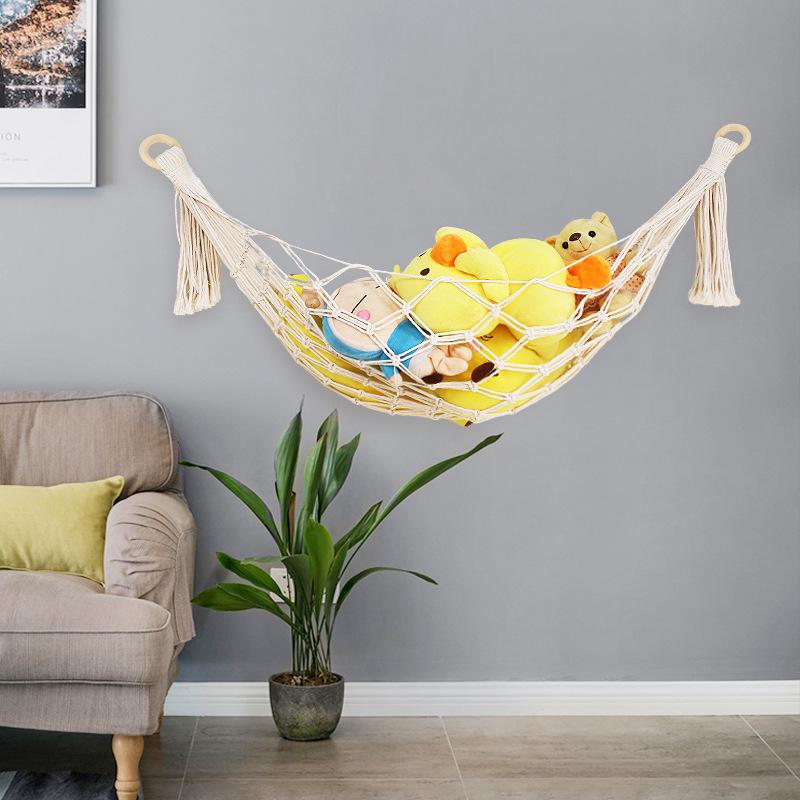 Nordic Lace Wall-Mounted Cotton Rope Toy Storage Hammock