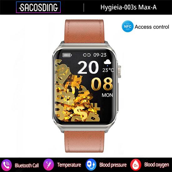 SACOSDING Hygieia-003s Max-A Bluetooth Call Smart Watch 320*380 HD 1,85 palcový displej EKG+HRV+NFC Multifunkční sportovní hodinky IP67 Vodotěsné chytré hodinky
