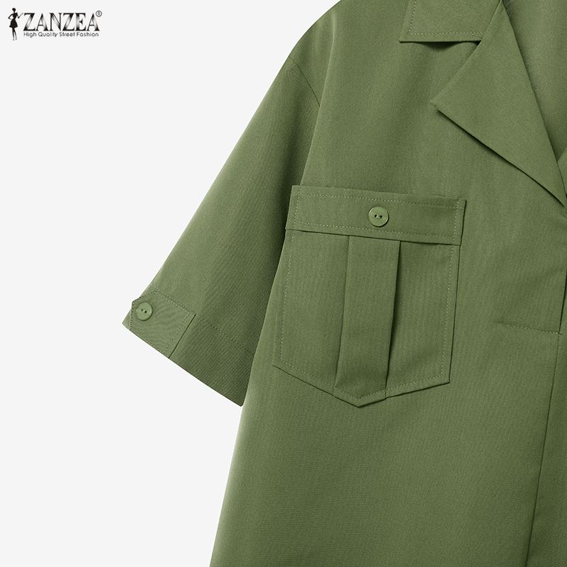 ZANZEA Women Half Sleeve Blouse and Pants Casual Two Piece Suit Sets