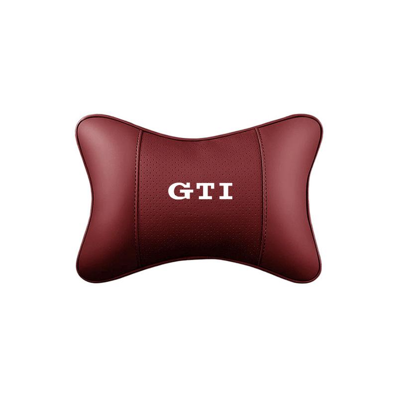 hijk1 Car Seat Leather Headrest Neck Cushioning Support Head Pillow For VW GTI Polo Golf Passat Tiguan Arteon Touareg CC Taigo Caddy