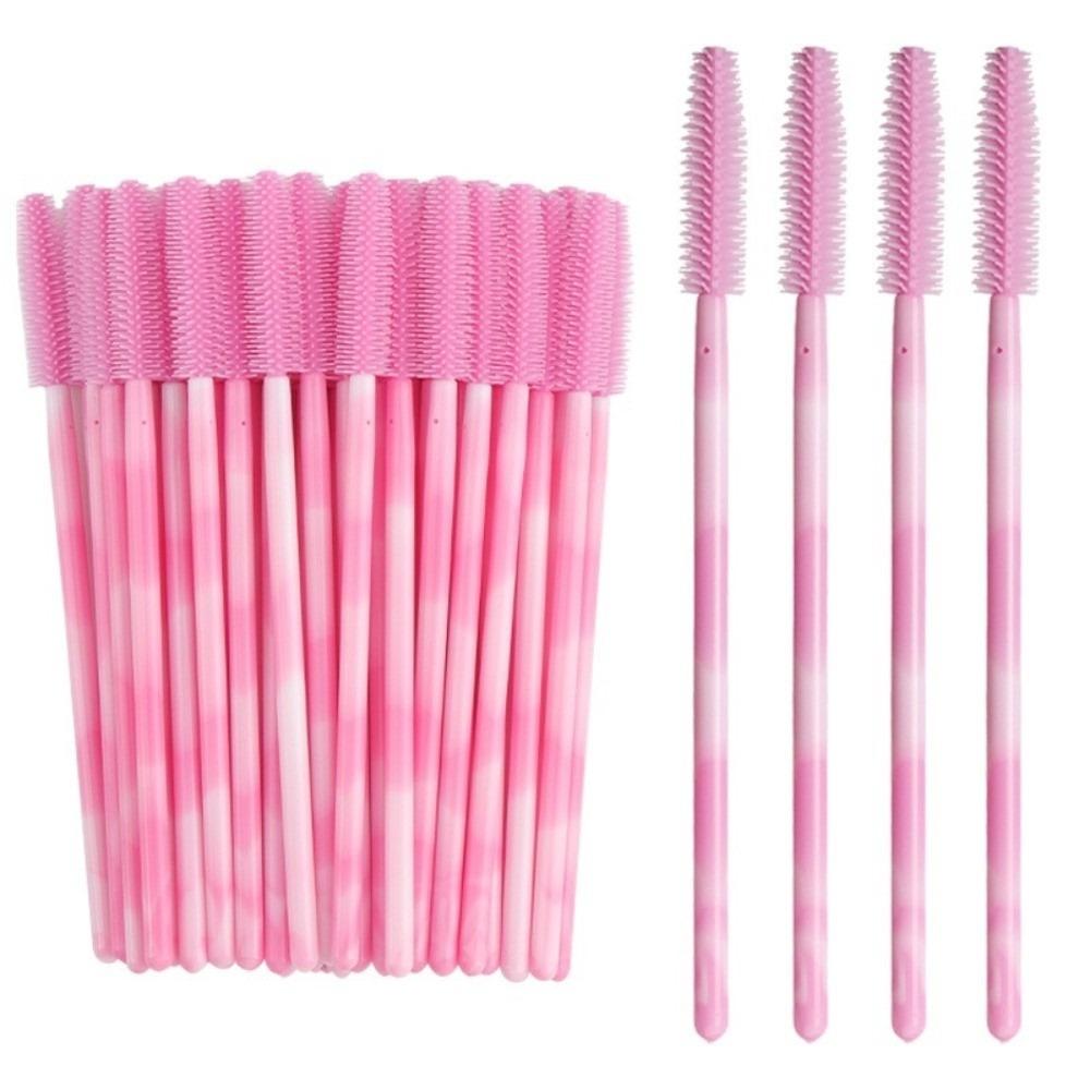 50Pcs Disposable Eyelash Brushes Makeup Tools Silicone Eyelash Makeup Brush Microbrush Rainbow Color Mascara Wand Applicator