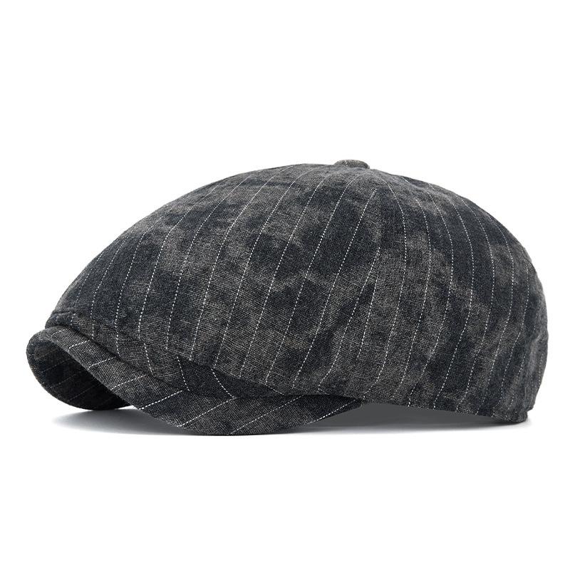 Vintage Octagonal Beret Men Spring Summer Tie-Dye Newsboy Cap Forward Cap темно-серого