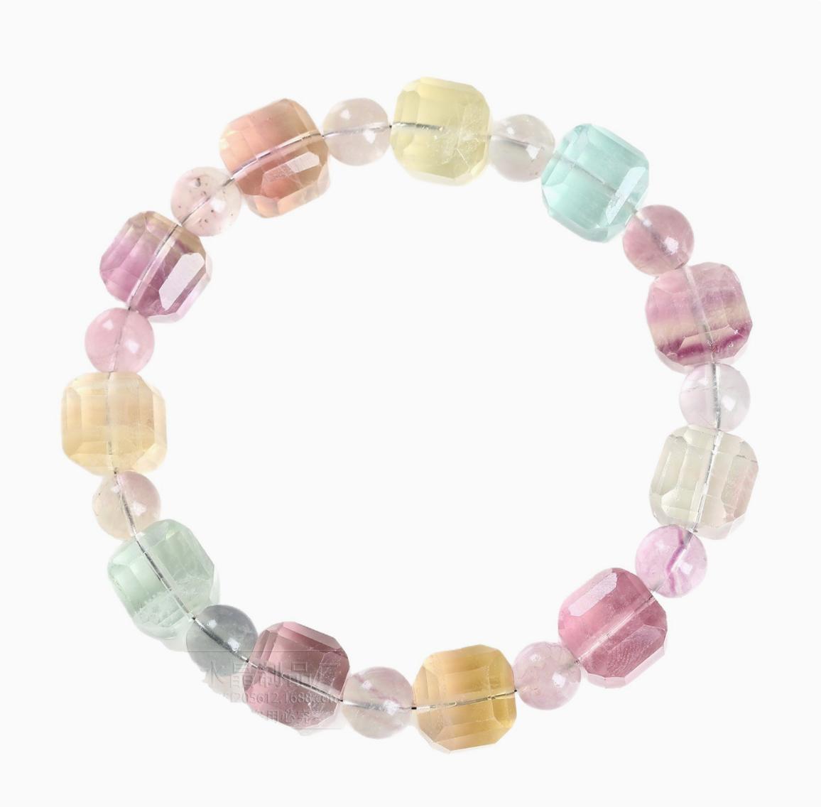 Crystal Natural Rainbow Fluorite Ball Bead Bracelet Colorful Fluorite Beads Gift About 10mm