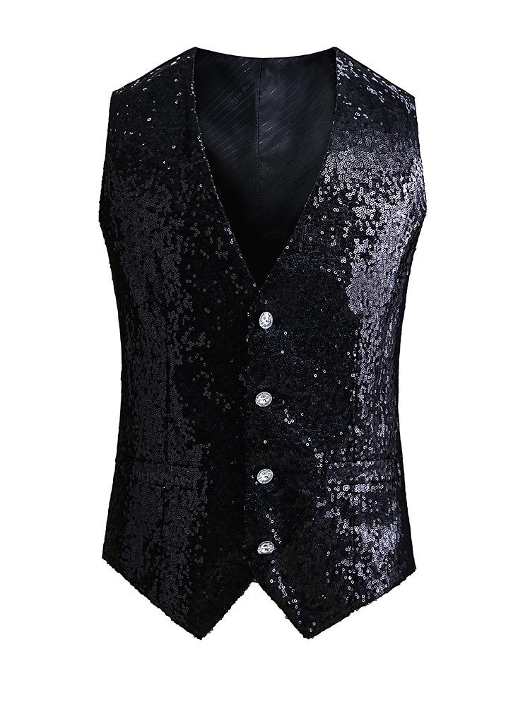 

Men s Sequin Vest for Stage Performance, Host, or Nightclub Events L, fits around 130 lbs