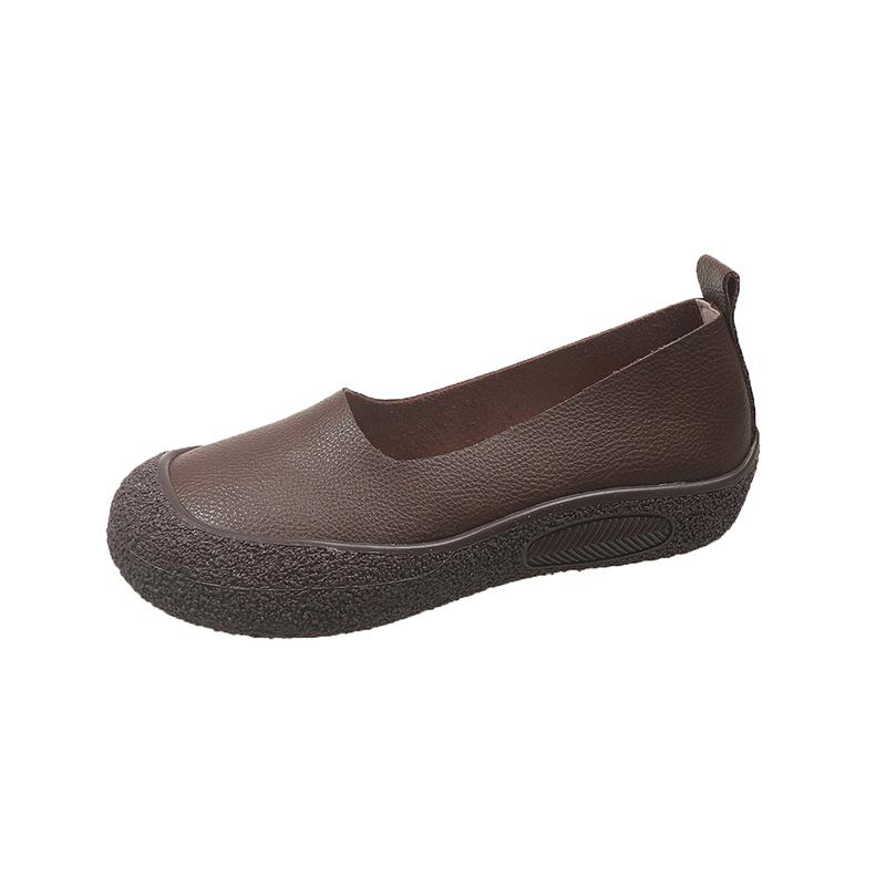 

Модная женская обувь Натуральная кожа Модные балетки Повседневная обувь Мягкая Удобная Толстая подошва Женские шлепанцы Дышащие Одинарные туфли 35 коричневый