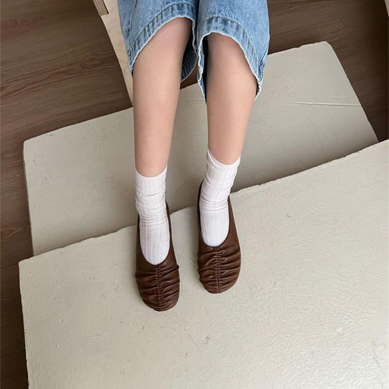 Fashion IPPEUM Ballet Flats Burgundy PU Leather Round Toe 2025 New Mary Janes Women Ballerina Shoes