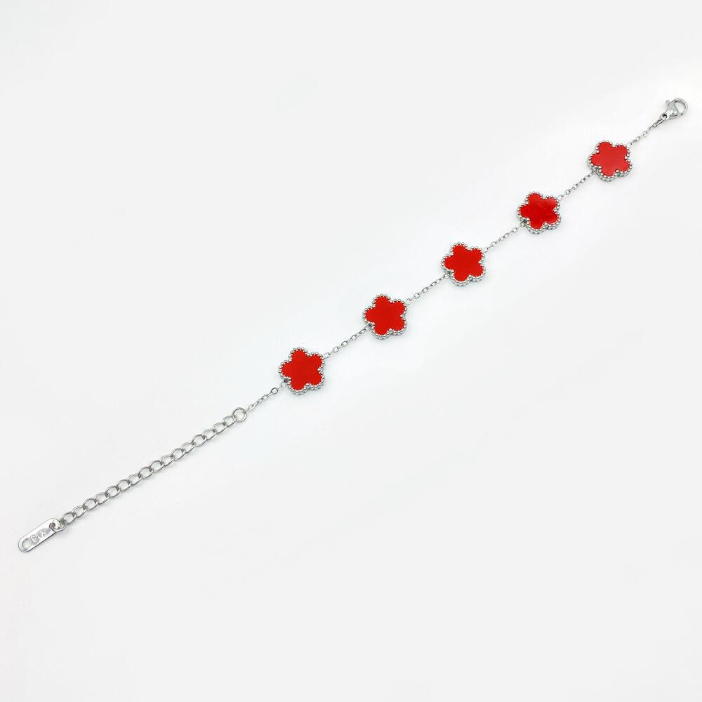 Lucky Five-Leaf Clover Beaded Bracelet for Women Classic Fashion Minimalist Gold Plated Stainless Steel Jewelry