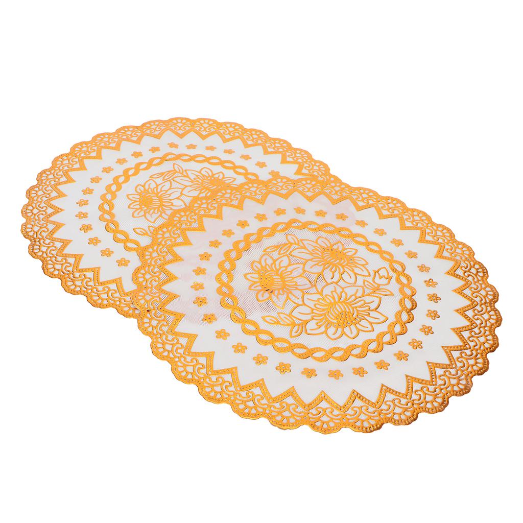 2PCS 38x38cm Table Mats PVC Gold Placemats Cup Mat Coaster for Wedding Party Supplies