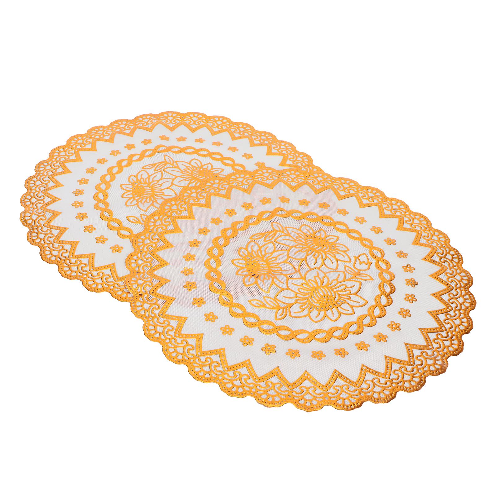 

2PCS 38x38cm Table Mats PVC Gold Placemats Cup Mat Coaster for Wedding Party Supplies Type 4
