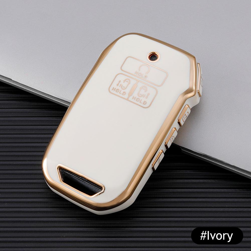 7 Button TPU Car Remote Key Case Cover Shell For Kia K5 K3 K4 Carnival 2021 2024 Sedona 7 Gold Edge Key Shell Keychain Keyring