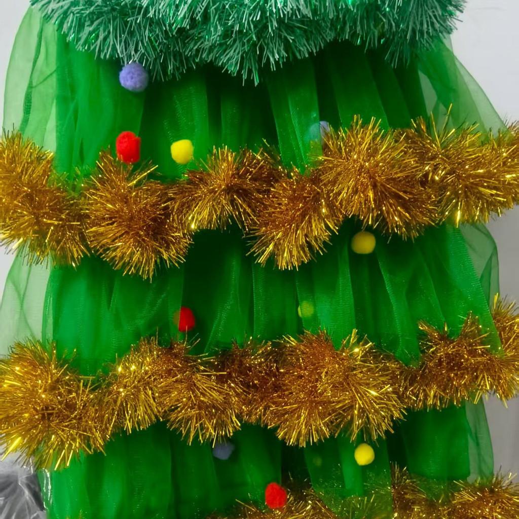 Adult Women Xmas Green Elf Christmas Tree Dress Hat Sets New Year Cosplay Costumes Performance Role Play Outfit
