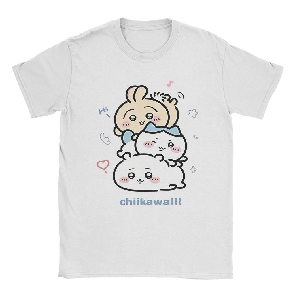 Chiikawa inspiriertes 3-in-1 süßes Design T-Shirt Herren Damen Neuheit Baumwoll-T-Shirts Rundhals Kurzarm T-Shirt Original Oberteile