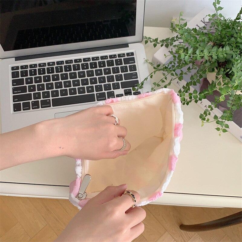 Weiche farbige große Kapazitäts-Kosmetiktaschen aus Blasengarn, für Reisen, Hautpflege, Toilettenartikel, Make-up-Tasche, Organizer, Clutch, tägliche Make-up-Tasche