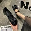 French rhinestone bow Mary Jane shoes women's 2025 new beautiful ballet shoes evening gentle shallow mouth single shoes