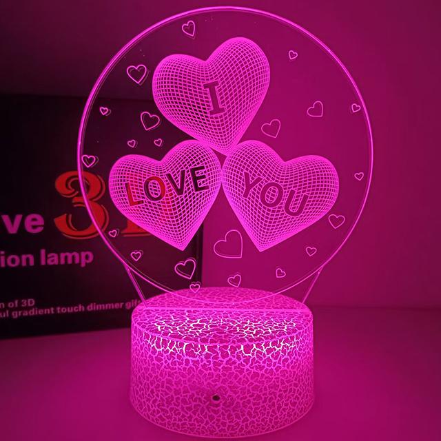 Romantic Love Led Night Lamp Heart-Shaped Night Light Room Decor Desk Ornament 3d Lamp Birthday Present Girlfriend Lovers Gift
