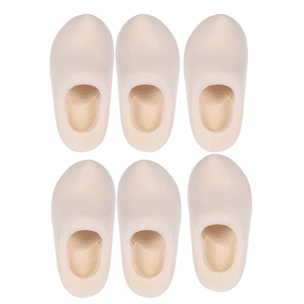 3 Pairs Wooden Shoe Model Accessories House Craft Decoration Baby Slippers Mini Miniature Shoes Bride Kids Toys