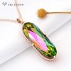 Vintage Elegant Large Oval Crystal Pendant Rose Gold Color Necklace For Women Girls Wedding Luxury Jewelry Gift