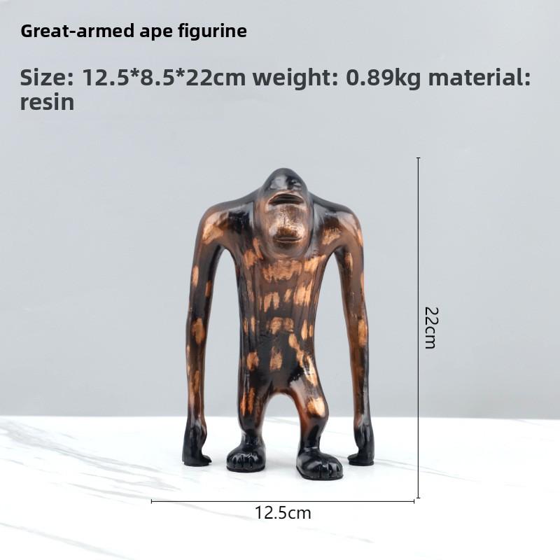 

European Abstract Resin Long-armed Gorilla Animal Sculpture Ornament for Living Room Bedroom Fun Animal Gorilla Craft Home Decor