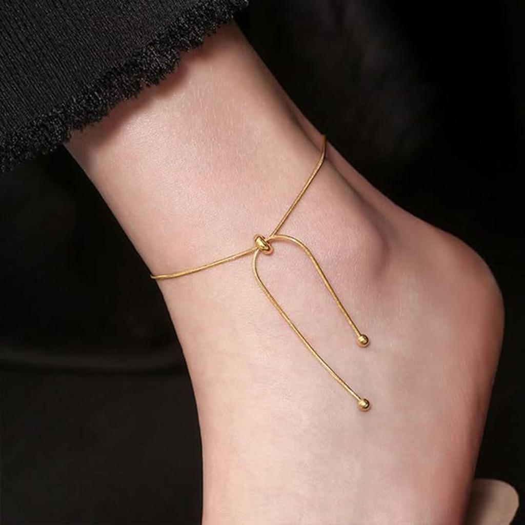 Adjustable Gold/Silver Tone Anklet Bracelet Elegant Ankle Thin Chain Jewelry for Women Fashionable Foot Accessories