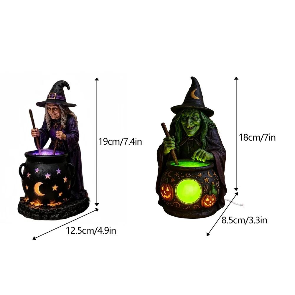 Pryskyřičný kotel čarodějnice Zahradní kolík Světlo Halloweenová výzdoba dvorku Výřez Měsíc Hvězda Voděodolný Teplá záře