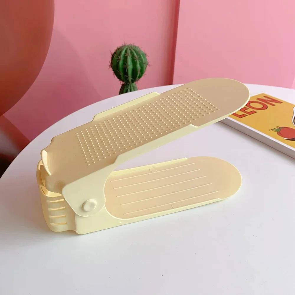 

Простая современная обувница, стойка для хранения обуви, двухъярусная, универсальная, регулируемая, для дома, общежития, гостиной, пластиковая подставка для обуви жёлтый